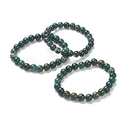 Natürliche Moos Achat Perlen Stretch-Armbänder, Runde, Perlen: 8~8.5 mm, Innendurchmesser: 2-1/8 Zoll (5.5 cm)