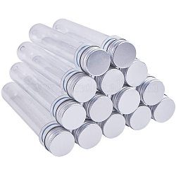 Pandahall Elite 20 Stück klares Kunststoffperlenbehälter Reagenzglas mit Metalldeckel, für die Aufbewahrung von Saatperlen Schmuck, 139.5x25 mm
