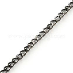 Сваренным железные цепи обочины, с катушкой, металлический черный, 3.4x2.4x0.7 мм, около 328.08 фута (100 м) / рулон