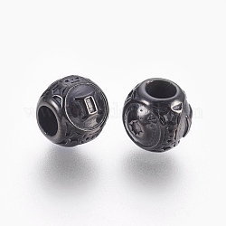 316 Surgical Stainless Steel European Beads, Large Hole Beads, Rondelle, Gemini, Gunmetal, 10x9mm, Hole: 4mm