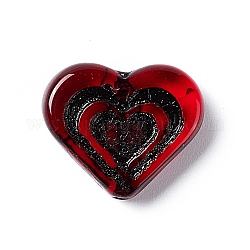 Perle di vetro ceco, cuore, rosso scuro, 13.5x16.5x4.5mm, Foro: 1 mm