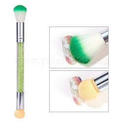 Двусторонние ручки для ногтей, градиентная закраска, губчатая головка, нейлоновая насадка, акриловая ручка, алюминиевые находки и стразы из смолы, светло-зеленый, 17 см