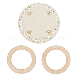 DIY PU Leather Bag Making Kits, Including PU Leather Bag Bottom, Resin Imitation Wooden Ring Handle, Light Yellow, 12.05x1.05cm, Hole: 5mm