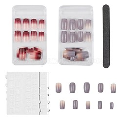 Nail Art Sets, with 24pc Plastic Nail Tips, 24pc Double Side Jelly Nail Glue Sticker, Double-sided Polish Strip, Colorful, Bag: 30x20cm