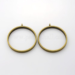 Tibetan Style Alloy Ring Pendants Nickel Free, Antique Bronze, 46x41x5mm, Hole: 3mm