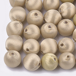 Polyester Thread Fabric Covered Beads, with ABS Plastic, Round, Wheat, 14x15mm, Hole: 2mm
