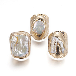 Anillos de perlas de electrochapa, anillos abiertos, con fornituras de latón, dorado, tamaño de 11, 20~21mm
