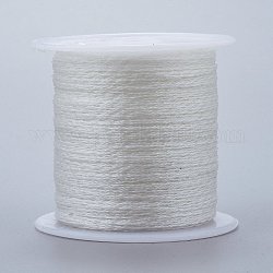 Полиэфирная плетеная металлическая нить, для изготовления и вышивки плетеных браслетов своими руками, белые, 0.4 мм, 6-слойные, около 54.68 ярда (50 м) / рулон