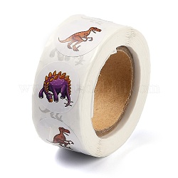 Adesivi di carta autoadesiva, etichette adesive in rotolo colorate, adesivi per etichette regalo, modello di dinosauro, 2.5cm, su 500pcs / rotolo