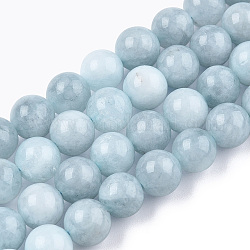 Chapelets de perles de quartz naturel, teints et chauffée, couleur imitation Aquamarine, ronde, bleu clair, 8.5x8mm, Trou: 1mm, Environ 46~48 pcs/chapelet, 14.96 pouce ~ 15.35 pouces