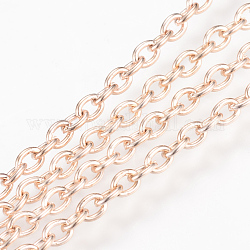 Catene portacavi ferro, per la creazione di gioielli fai da te, con la bobina, senza saldatura, ovale, oro roso, 3x2x0.5mm, circa 328.08 piedi (100 m)/rotolo