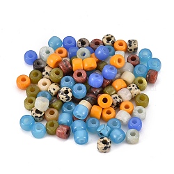 Natural & Synthetic Mixed Gemstone Beads, Barrel, 8x6mm, Hole: 2.5mm