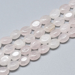 Natural Rose Quartz Beads Strands, Oval, 8x6x4mm, Hole: 1mm, about 49~50pcs/strand, 14.5 inch~14.7 inch