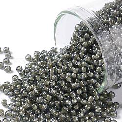 Toho perles de rocaille rondes, Perles de rocaille japonais, (371) diamant noir de couleur intérieure / doublé blanc, 11/0, 2.2mm, Trou: 0.8mm, à propos 1110pcs / bouteille, 10 g / bouteille
