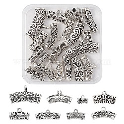 20 stücke 8 stil tibetischen stil legierung rohrKlaue, Schleifenbügel, Perlen der Patsche, gebogenes Rohr, Antik Silber Farbe, 9.5~25x11~32x6~9 mm, Bohrung: 1.5~3.5 mm