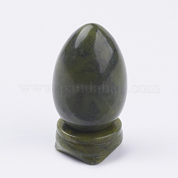 Decoraciones de exhibición de jade xinyi natural / jade del sur chino, con base, piedra en forma de huevo, 56mm, huevo: 47x30mm