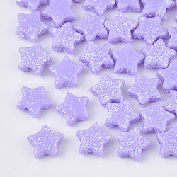 Perles acryliques opaques, avec de la poudre de paillettes, étoiles du nord, support violet, 9.5x10x4mm, Trou: 1.6mm