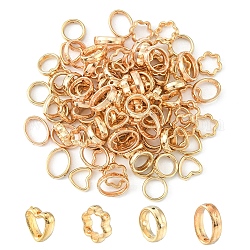 100 pz 4 telai di perline in plastica stile ccb, cuore e fiore e ovale e anello, oro chiaro, 11~15x11.5~12x3.5~4mm, Foro: 1.5~1.6 mm, 25pcs / style