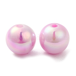 Cuentas de plástico abs iridiscentes, redondo, rosa perla, 12x11.5mm, agujero: 2 mm