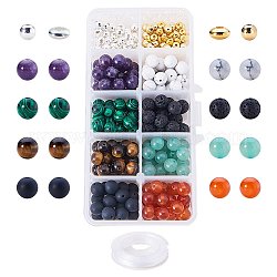 Naturstein Perlen, Messing Abstandshalter Perlen, mit starker elastischer Sicke elastischer Draht, Eisen großes Auge Perlnadel, 8 mm, Bohrung: 1 mm