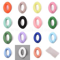 HOBBIESAY 120Pcs 15 Colors Spray Painted Acrylic Linking Ring, Quick Link Connectors, Rubberized Style, Twist, for Curb Chain Making, Mixed Color, 23x16x4.5mm, Inner Diameter: 13x7mm, 8pcs/color
