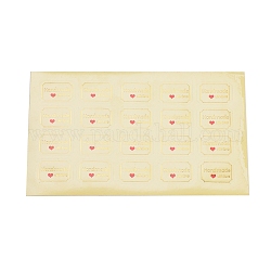 Pegatinas de sellado del día de san valentín, etiquetas adhesivas de la imagen del paster, para el embalaje de regalo, rectángulo con palabra hecha a mano con amor, Claro, 20x30mm