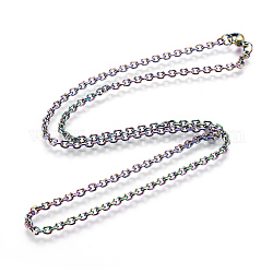 Revestimiento iónico (ip) 304 collares de cadena de cable de acero inoxidable, con cierre de langosta, color del arco iris, 23.62 pulgada (60 cm)
