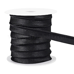 ベネクリエイト 25m フラットサテンパイピングリボン  チャイナドレス用のコットンリボン  衣類の装飾  ブラック  1/2インチ（11.5mm）  約27.34ヤード（25m）/ロール