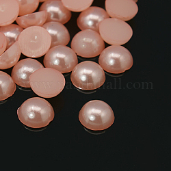 Acrylic Cabochons, Imitation Pearl, Half Round, PeachPuff, 8x3.5mm, about 3000pcs/bag