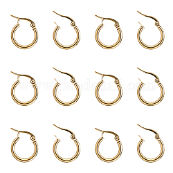 Pendientes de aro de oro unicraftale para mujeres hombres 16 par de pendientes de anillo de acero inoxidable hipoalergénico de 15 mm 1x0.7 mm pin pequeños pendientes de aro conjunto de componentes de alambres