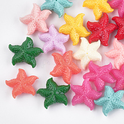 Synthetic Coral Beads, Dyed, Starfish/Sea Stars, Mixed Color, 14x16x6mm, Hole: 1mm