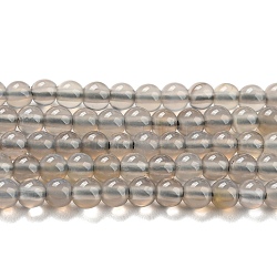 Fili di perle agata grigio naturale , grade ab +, tondo, 3mm, Foro: 0.7 mm, circa 136pcs/filo, 15.83'' (40.2 cm)