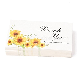 Thank You for Supporting My Business Card, for Decorations, Rectangle with Sunflower Pattern, Yellow, 90x50x0.4mm, 50pcs/bag
