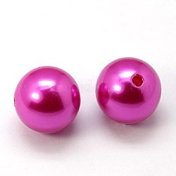 Magenta Chunky Imitation Loose Acrylic Round Spacer Pearl Beads for Kids Jewelry, 6mm, Hole: 2mm