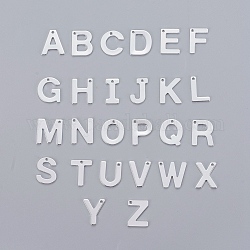 201 charms in acciaio inox, alfabeto, lettera a ~ z, colore argento placcato, lettera a ~ z, 11x5.5~12x0.6~0.7mm, Foro: 1 mm, 26 pc / set