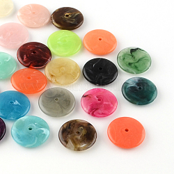 Perles acryliques rondes d'imitation pierre précieuse, couleur mixte, 26x6mm, Trou: 2.5mm, environ 180 pcs/500 g