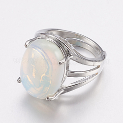 Anelli di dito largo opalite, con minuteria ad anello in ottone, ovale, 18mm