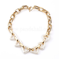 Acrylic & CCB Plastic Chain Necklaces, with 304 Stainless Steel Toggle Clasps, Golden, Beige, 16.54 inch(42cm)