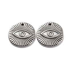 304 Stainless Steel Pendants Cabochons for Enamel, Flat Round with Eye, Stainless Steel Color, 18.5x2.5mm, Hole: 1.2mm