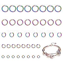 Chgcraft 250 pièces 5 tailles anneaux de saut ouverts anneaux de connecteur de couleur arc-en-ciel anneaux de saut en acier inoxydable connecteurs de bijoux pour la fabrication de bijoux à faire soi-même