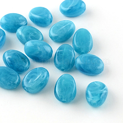 Oval Imitation Gemstone Acrylic Beads, Deep Sky Blue, 18x13x9.5mm, Hole: 2mm, about 310pcs/500g