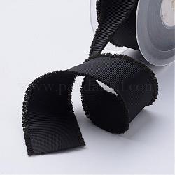 Ausgefranste Ripsbänder aus Polyester, gedruckt, mit Fransen Quaste, Schwarz, 5/8 Zoll (16 mm), etwa 50 yards / Rolle (45.72 m / Rolle)