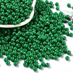 Perles de rocaille en verre, ronde, verte, 4x3mm, Trou: 1.2mm, environ 7650 pcs / livre