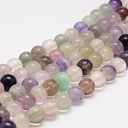 Chapelets de perles en fluorite naturelle, ronde, 10mm, Trou: 1mm, Environ 38 pcs/chapelet, 15.5 pouce