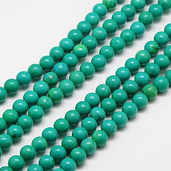 Brins ronds de perles de magnésite naturelle, teinte, turquoise, 6mm, Trou: 1mm, Environ 66 pcs/chapelet, 15.7 pouce