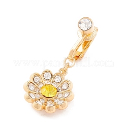 Anillo de ombligo con dije de flor de rhinestone, clip en el anillo del ombligo, joyas no perforantes para mujer, dorado, citrino, 35mm