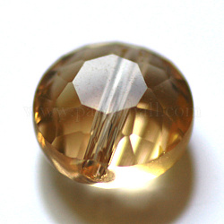 Imitation Austrian Crystal Beads, Grade AAA, Faceted, Flat Round, Gold, 10x5.5mm, hole: 0.9~1mm