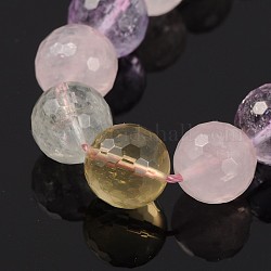Natural Gemstone Beads Strands, Faceted Round, Mixed Stone, 12mm, Hole: 1mm