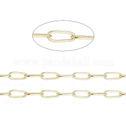 Ion Plating(IP) 304 Stainless Steel Paperclip Chains, Soldered, with Spool, Golden, 5.5x2.2x0.5mm, 20m/roll.