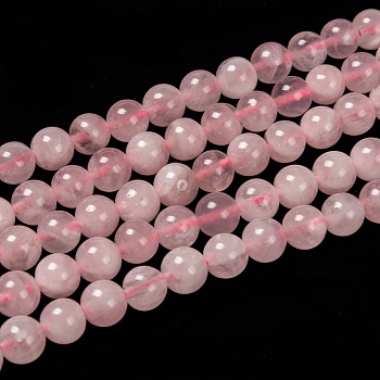 Madagascar naturel rose de perles de quartz Strads, grade AB, ronde, 8mm, Trou: 1mm, Environ 48 pcs/chapelet, 15~16 pouce